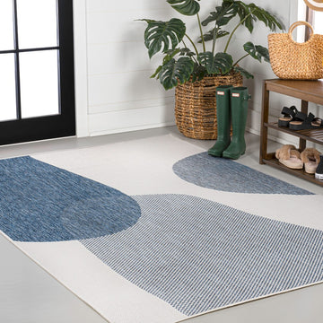 Zia Modern Geometric Organic Shapes Indoor/Outdoor Area Rug